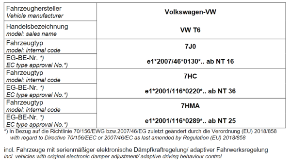 TWIN-MONOTUBE-PROJEKT-KOMFORT Hinterachse Höherlegungsfedern TMP-H01-T5T6.1 für VW T6